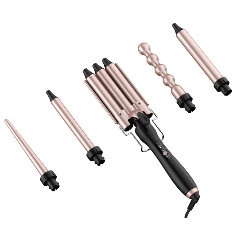 Waver Curling Iron Wand 5 in 1 Curling Wand Set with 3 Barrel Hair Crimper